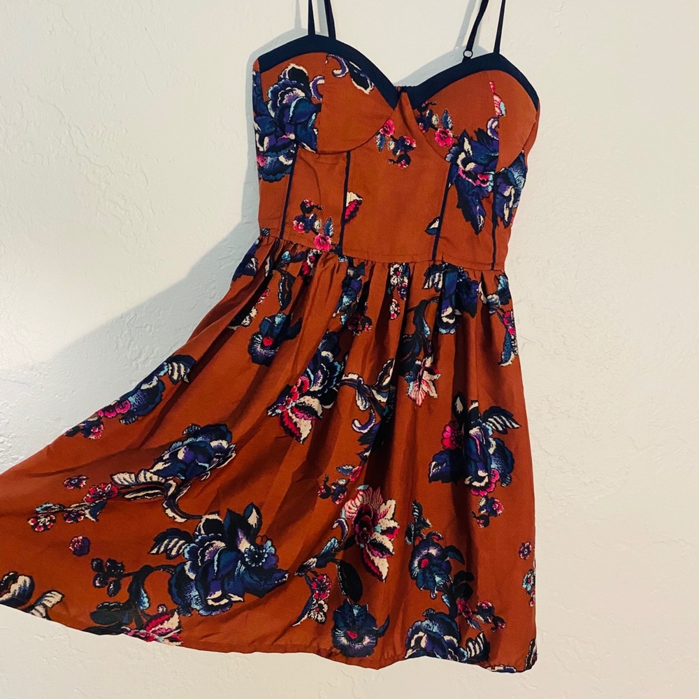 Band of Gypsies Copper Floral Sun Dress